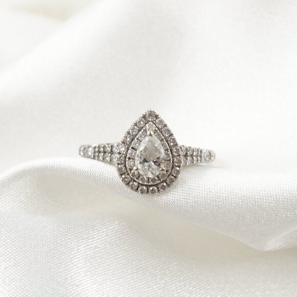 Disney Zales Enchanted Ariel Natural Diamond 14k Teardrop Pear Engagement Ring 💍 - Picture 13 of 14